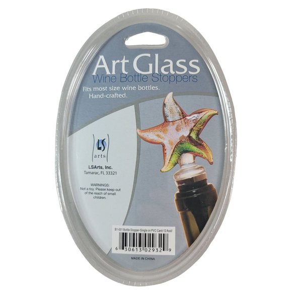 NEW LS Arts Art Glass Wine Bottle Stopper Pearlized Teardrop Leaf Stripes Dots - Picture 4 of 6